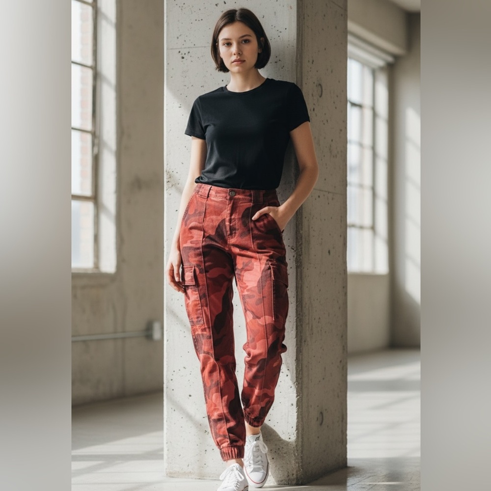 Hollister Red Camouflage Joggers - Picture 3 of 7